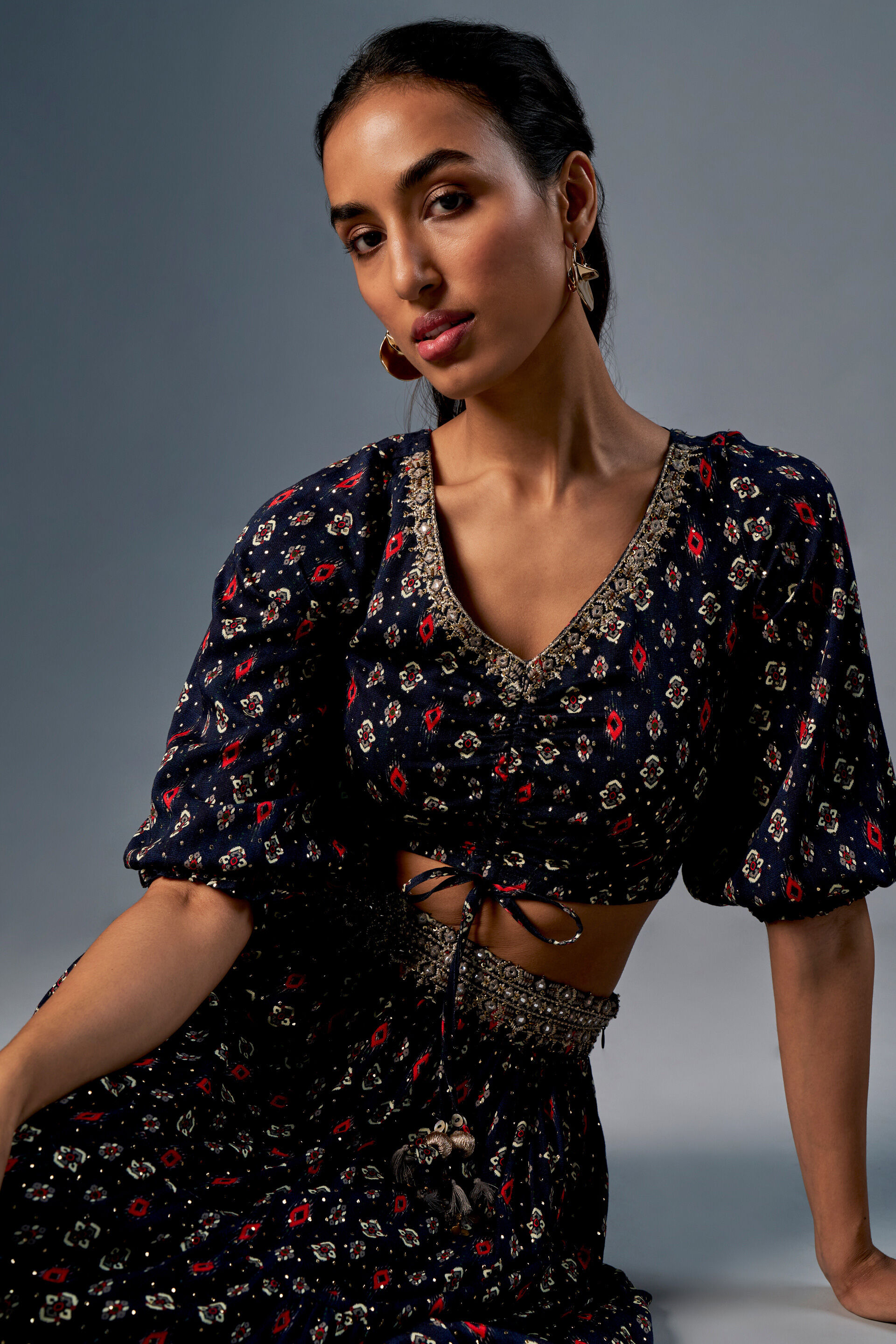 Navy Blue Gher Love Skirt Set, Navy Blue, image 4